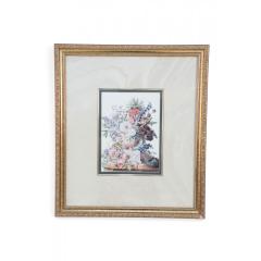 Framed Still Life Illustration of a White Marble Urn of Flowers and Birds Nest - 4717098