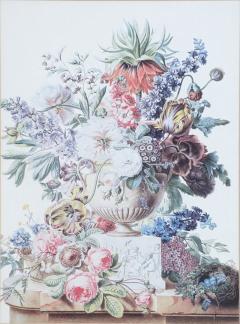 Framed Still Life Illustration of a White Marble Urn of Flowers and Birds Nest - 4717133