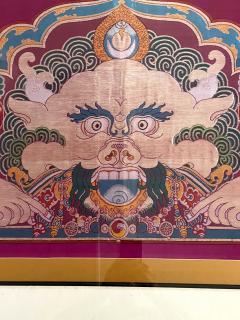 Framed Tibetan Woven Silk Kesi Panel of Kirtimukha - 2786494