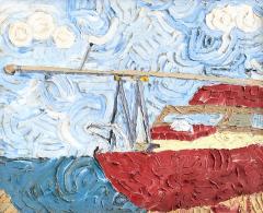Framed Vintage Impressionist Painting of Boat - 2666562