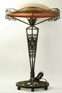 Fran ois Carion French Art Deco Francois Carion Iron and Charles Schneider Glass Table Lamp - 3633775