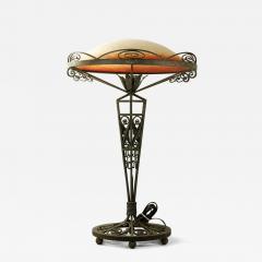 Fran ois Carion French Art Deco Francois Carion Iron and Charles Schneider Glass Table Lamp - 3635874