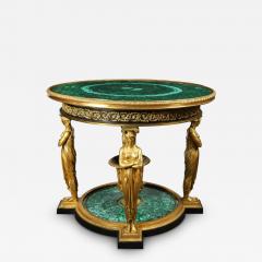 Fran ois Honor Georges Jacob Desmalter Impressive Empire Style Malachite and Ormolu Center Table After Desmalter - 4104415