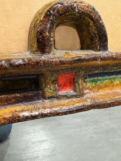 Fran ois Lanus Pair of Polychrome Ceramic Glazed Vallauris Mirrors by Fran ois Lanus  - 4482119