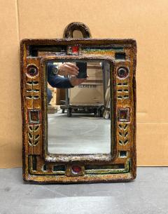 Fran ois Lanus Pair of Polychrome Ceramic Glazed Vallauris Mirrors by Fran ois Lanus  - 4482122
