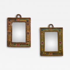 Fran ois Lanus Pair of Polychrome Ceramic Glazed Vallauris Mirrors by Fran ois Lanus  - 4483754