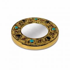 Fran ois Lembo 1970s Fran ois Lembo Jeweled Ceramic Mirror Signed - 4451598