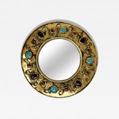 Fran ois Lembo 1970s Fran ois Lembo Jeweled Ceramic Mirror Signed - 4454753
