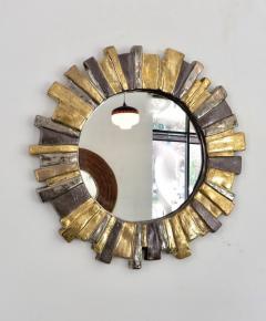 Fran ois Lembo FRANCOIS LEMBO FRENCH GLAZED GOLD SILVER GRAY CERAMIC SUNBURST MIRROR - 1219693