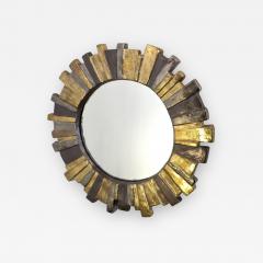 Fran ois Lembo FRANCOIS LEMBO FRENCH GLAZED GOLD SILVER GRAY CERAMIC SUNBURST MIRROR - 1220422