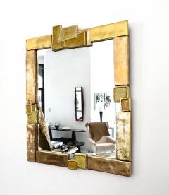 Fran ois Lembo Francois Lembo French Gilded Ceramic and Crystalline Fused Glass Mirror - 710292