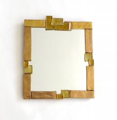 Fran ois Lembo Francois Lembo French Gilded Ceramic and Crystalline Fused Glass Mirror - 710296