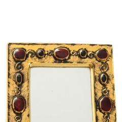 Fran ois Lembo Francois Lembo Mirror Ceramic Gold and Red Jeweled Signed - 2743484