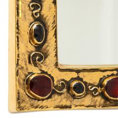 Fran ois Lembo Francois Lembo Mirror Ceramic Gold and Red Jeweled Signed - 2743486