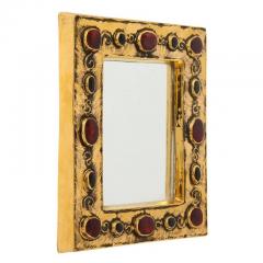 Fran ois Lembo Francois Lembo Mirror Ceramic Gold and Red Jeweled Signed - 2743487