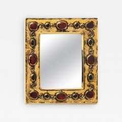 Fran ois Lembo Francois Lembo Mirror Ceramic Gold and Red Jeweled Signed - 2747855