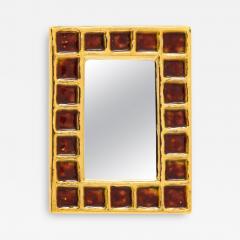 Fran ois Lembo Francois Lembo Mirror Ceramic Gold and Red Signed - 2747857