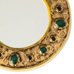 Fran ois Lembo Francois Lembo Mirror Ceramic Jeweled Gold Emerald Green Black Signed - 2765570