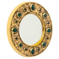 Fran ois Lembo Francois Lembo Mirror Ceramic Jeweled Gold Emerald Green Black Signed - 2765576