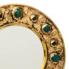 Fran ois Lembo Francois Lembo Mirror Ceramic Jeweled Gold Emerald Green Black Signed - 2765577