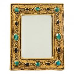 Fran ois Lembo Francois Lembo Mirror Ceramic Jeweled Jade Gold Black Signed - 2743497