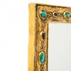 Fran ois Lembo Francois Lembo Mirror Ceramic Jeweled Jade Gold Black Signed - 2743504