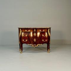 Fran ois Linke 19th Century French Bombe Louis XV Style Marble Top Commode with Floral Inlays - 3377221