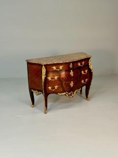 Fran ois Linke 19th Century French Bombe Louis XV Style Marble Top Commode with Floral Inlays - 3377224