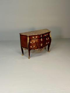 Fran ois Linke 19th Century French Bombe Louis XV Style Marble Top Commode with Floral Inlays - 3377225