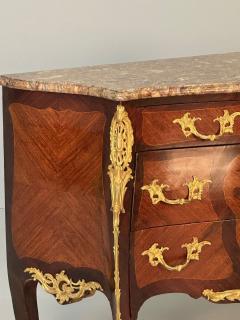Fran ois Linke 19th Century French Bombe Louis XV Style Marble Top Commode with Floral Inlays - 3377226