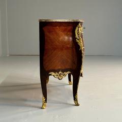 Fran ois Linke 19th Century French Bombe Louis XV Style Marble Top Commode with Floral Inlays - 3377227