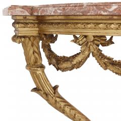 Fran ois Linke Antique carved giltwood and pink marble console table by Linke - 1256004