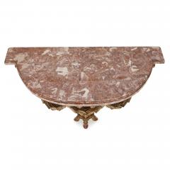 Fran ois Linke Antique carved giltwood and pink marble console table by Linke - 1256007