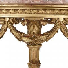 Fran ois Linke Antique carved giltwood and pink marble console table by Linke - 1256009