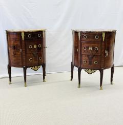 Fran ois Linke Pair Louis XV Demilune Side Tables Nightstands Commodes Marble Bronze Mounts - 3258218