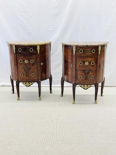 Fran ois Linke Pair Louis XV Demilune Side Tables Nightstands Commodes Marble Bronze Mounts - 3258219