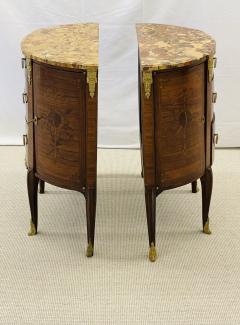 Fran ois Linke Pair Louis XV Demilune Side Tables Nightstands Commodes Marble Bronze Mounts - 3258224