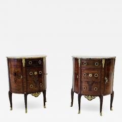 Fran ois Linke Pair Louis XV Demilune Side Tables Nightstands Commodes Marble Bronze Mounts - 3280247