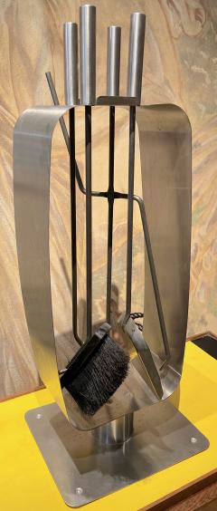 Fran ois Monnet Francois Monnet for Kappa brushed steel superb rarest fire tools set - 2756899