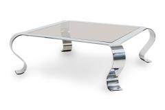 Fran ois Monnet French Mid Century Francois Monnet Chrome and Smoked Glass Low Coffee Table - 4273002