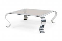 Fran ois Monnet French Mid Century Francois Monnet Chrome and Smoked Glass Low Coffee Table - 4273005