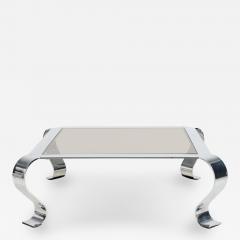 Fran ois Monnet French Mid Century Francois Monnet Chrome and Smoked Glass Low Coffee Table - 4279170