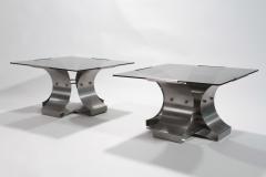 Fran ois Monnet Mid century glass and steel end Tables by Fran ois Monnet 1970s - 983487