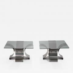 Fran ois Monnet Mid century glass and steel end Tables by Fran ois Monnet 1970s - 986512