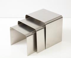Fran ois Monnet Rare set of three nesting tables rendered in bent brushed stainless steel  - 2916605