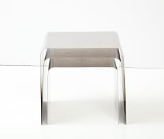 Fran ois Monnet Rare set of three nesting tables rendered in bent brushed stainless steel  - 2916616