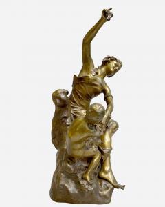 Fran ois Raoul Larche Young woman playing with a child bronze group by R Larche France circa 1880 - 3381678