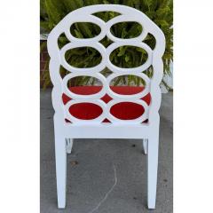 Frances Elkins Pair of Frances Elkins White Lacquer and Orange Velvet Side Chairs - 3670677