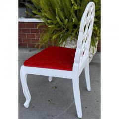 Frances Elkins Pair of Frances Elkins White Lacquer and Orange Velvet Side Chairs - 3670680