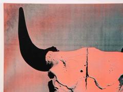 Francesco Scavullo Francesco Scavullo Bovine Skull Screenprint on Canvas Coral Black Signed - 2817092